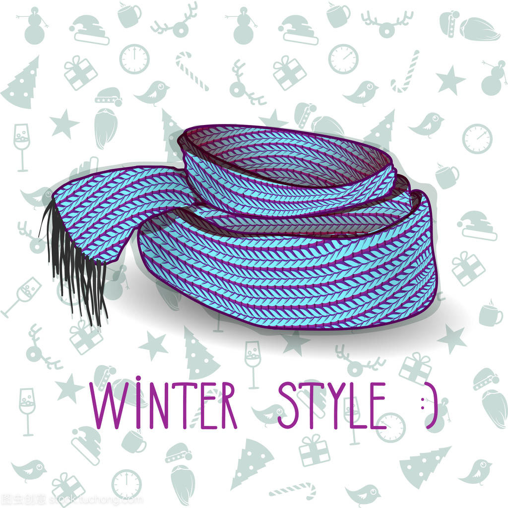 矢量扭曲藍色針織圍巾 飾品界的藝術(shù)新寵